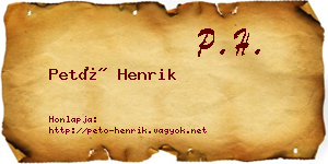 Pető Henrik névjegykártya